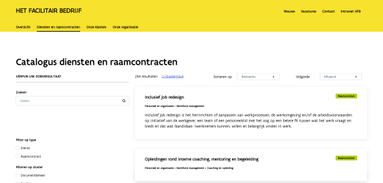 Het Facitair Bedrijf homepagina catalogus